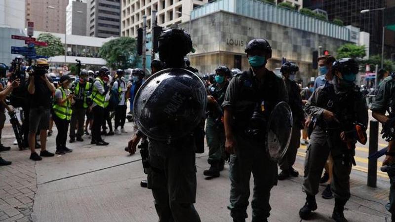 Scuffles broke out in Hong Kong's Legislative Council on Thursday as lawmakers attempted to debate a bill that would make it illegal to insult or abuse the Chinese national anthem.