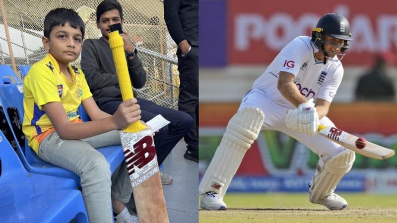 Joe Root gifts his bat to a CSK fan