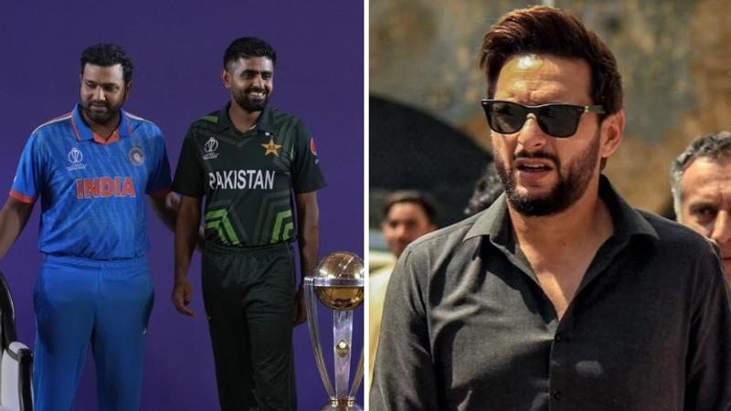 Rohit and Babar on the left, Afridi on the right