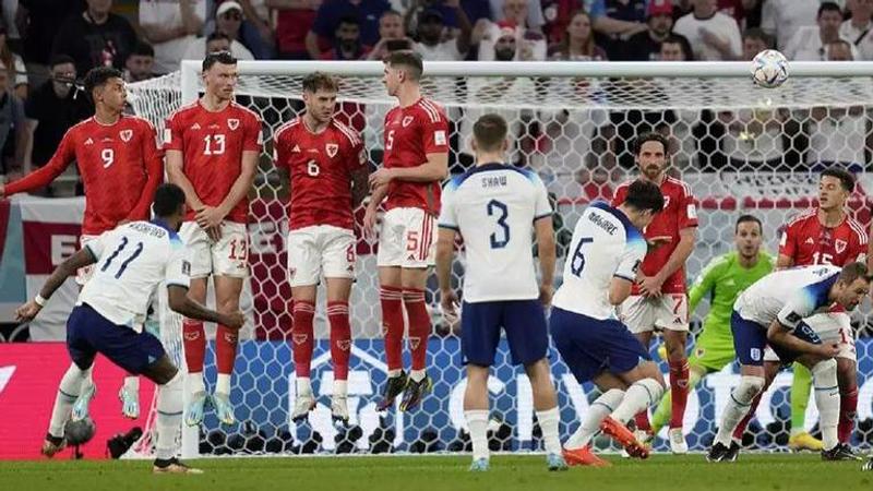 Marcus Rashford freekick, England vs Wales, FIFA World Cup 2022