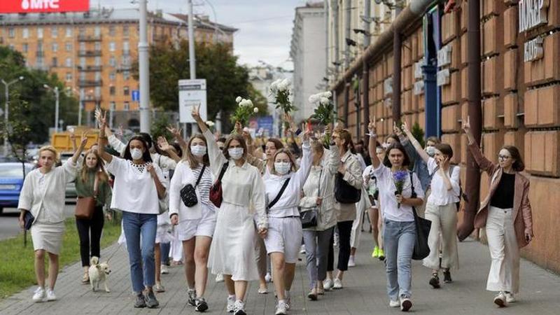 Belarus women rally in solidarity with protesters