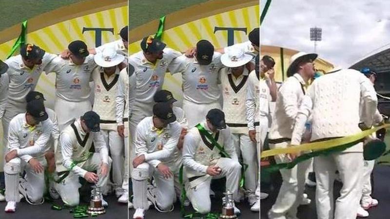 Steve Smith, David Warner, Australia vs West Indies, Steve Smith breaks trophy, Steve Smith drops trophy on David Warner, Travis Head