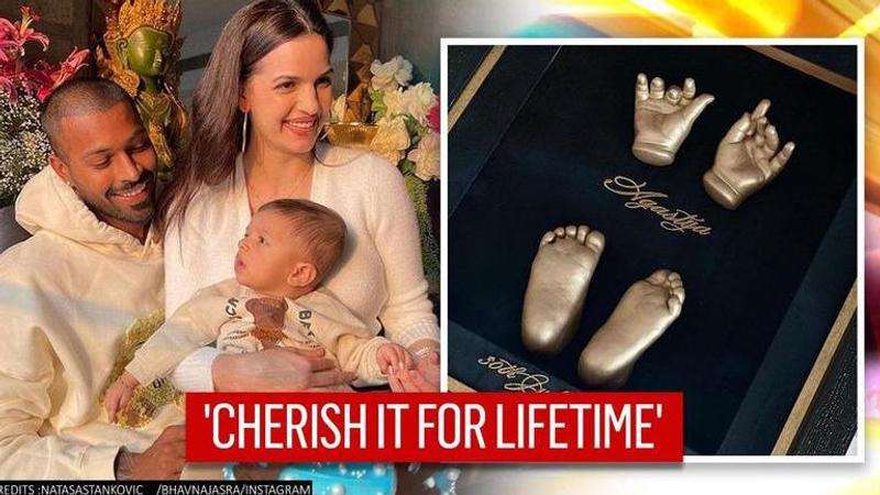 Hardik Pandya, Natasa Stankovic get baby Agastya's hands and feet impressed, share pics