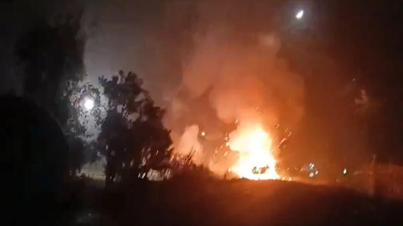 Truck carrying fireworks goes up in flames