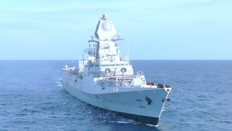 INS Imphal during its sea trial phase.