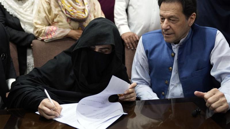 Former Prime Minister of Pakistan Imran Khan with wife Bushra Bibi