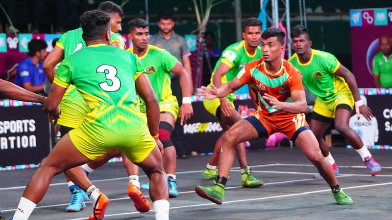 Iyyappan Veerapandian in action during the Yuva Kabaddi Series