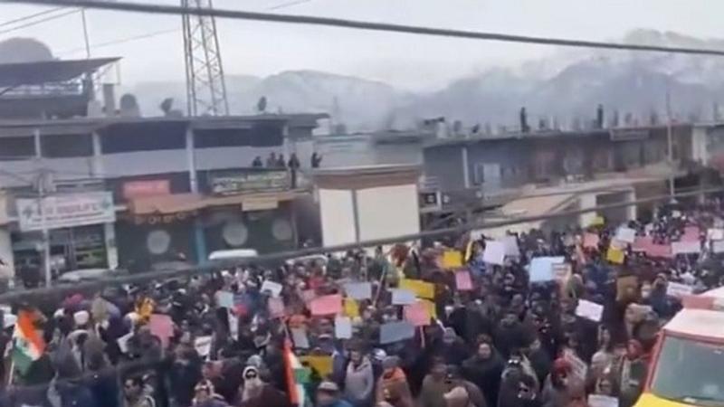 Ladakh Bandh: Protestors line the streets of Leh