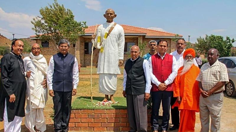 Eight-foot statue of Mahatma Gandhi unveiled in Johannesburg's Tolstoy Farm