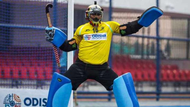 PR Sreejesh in action for Team India Hockey