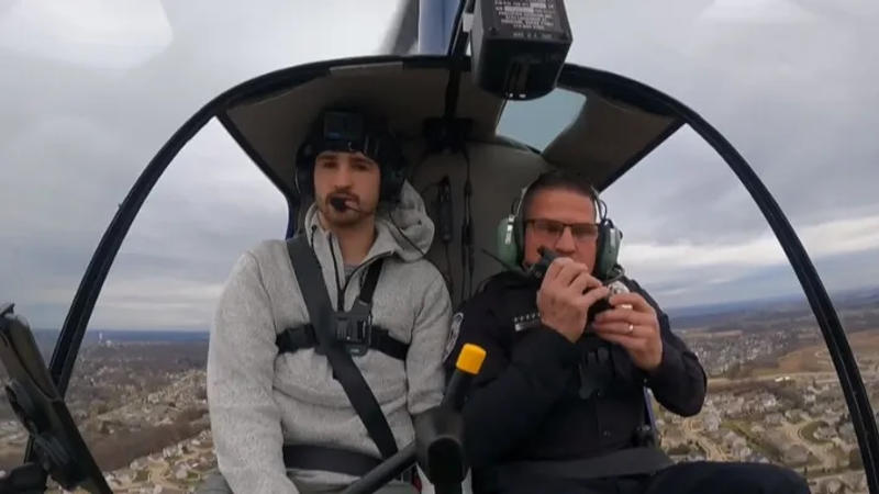 YouTuber gave a helicopter ride to a retiring US cop on his farewell day