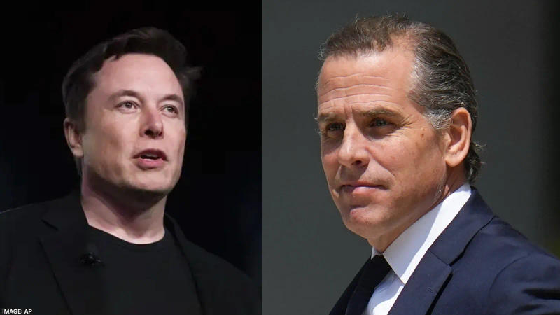 Tesla CEO Elon Musk and Hunter Biden, son of US President Joe Biden