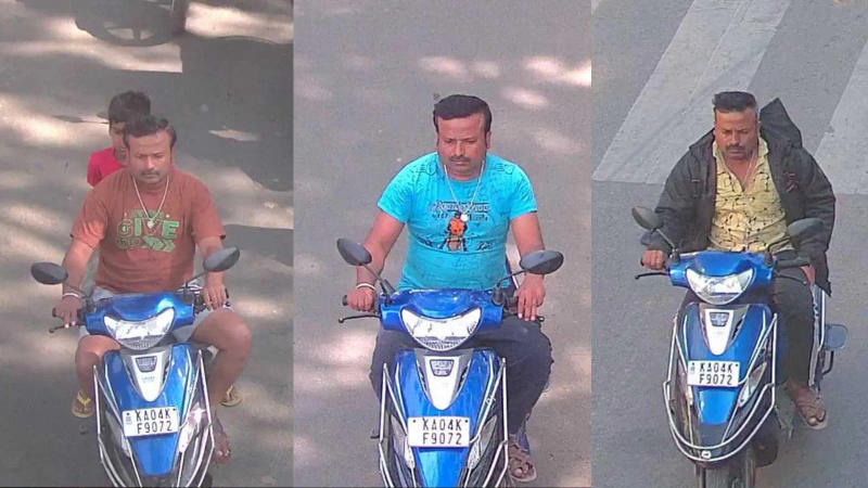 Bengaluru police released several photos on the scooty rider without helmet