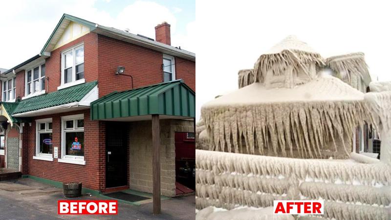 Ice coats Hoak’s Lakeshore Restaurant in Hamburg, New York on Jan. 14, 2024.