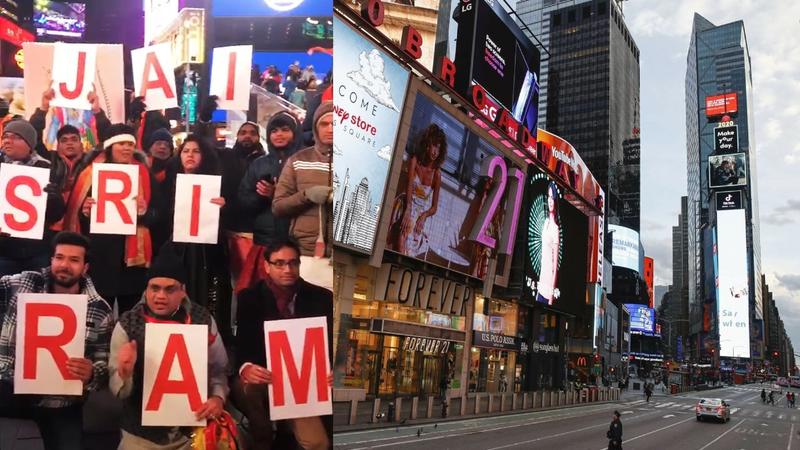 People of Indian diaspora took to New York's Times Square to celebrate the inauguration of Ram Mandir