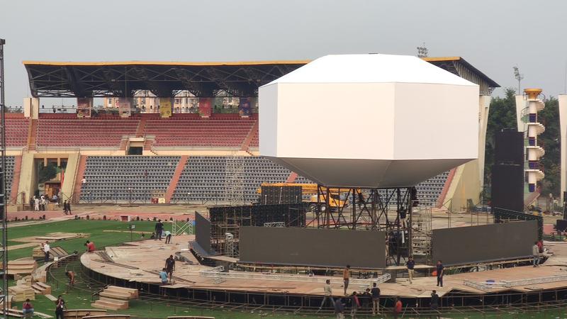 The Sarusajai Sports Complex in Guwahati getting ready for the Khelo India University Games 2023 Ashtalakshmi opening ceremony on February 19.