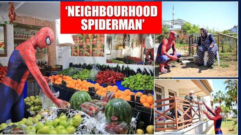 Good News: Man dressed as superhero delivers groceries to elderly amid lockdown in Turkey