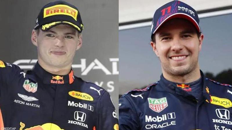 Red Bull Racing's Max Verstappen and Sergio Perez