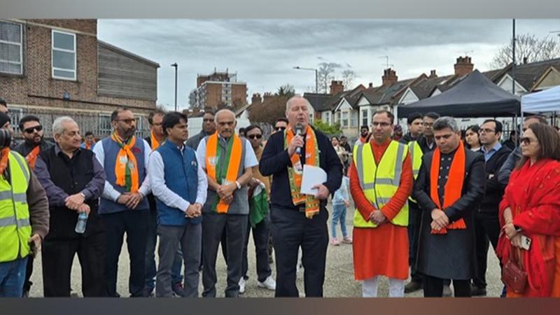 British MP Bob Blackman at the car rally in London in support of PM Modi and the BJP ahead of the general elections in India