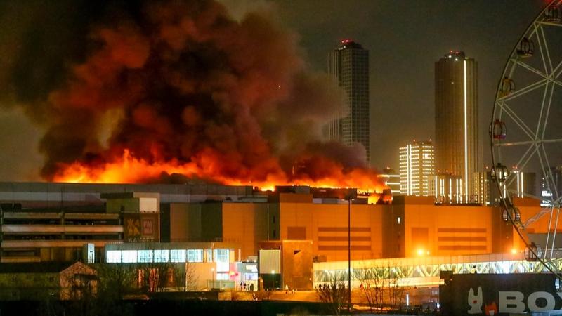 The Moscow concert hall was reportedly set ablaze during the attack.