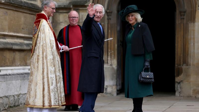 King Charles and Queen Camilla attended the Easter Service at St George's Chapel on Sunday. 