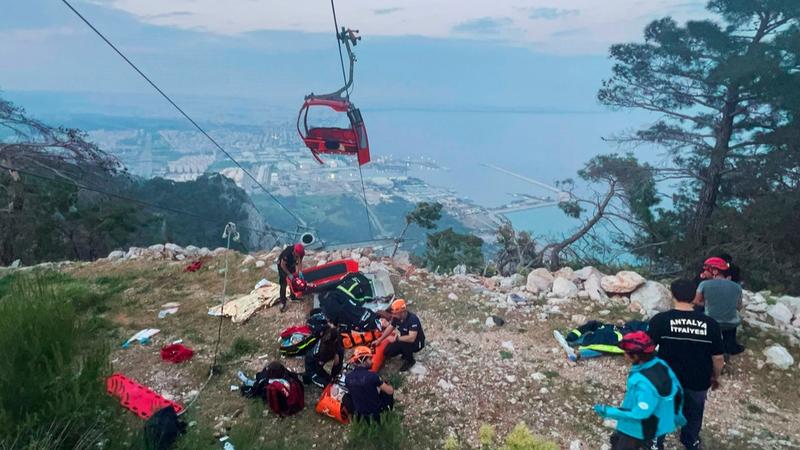 At least one person was killed and several injured when a cable car pod in Turkey hit a pole and burst open. 