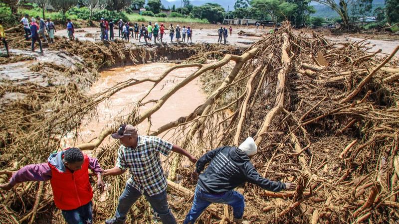 Cleanup work is still underway after a dam burst on April 29 killed at least 45 Kenyans.