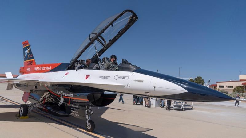 Air Force Secretary Frank Kendall aboard the AI-powered X-62A VISTA aircraft.