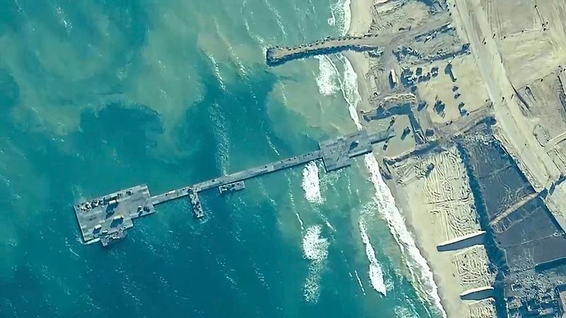 US officials say the first aid delivery made using the pier totalled as much as 500 tons. 