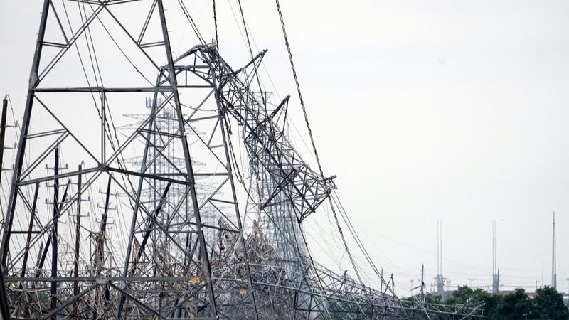 Powerlines across southeast Texas were severely damaged as a result of thunderstorms. 