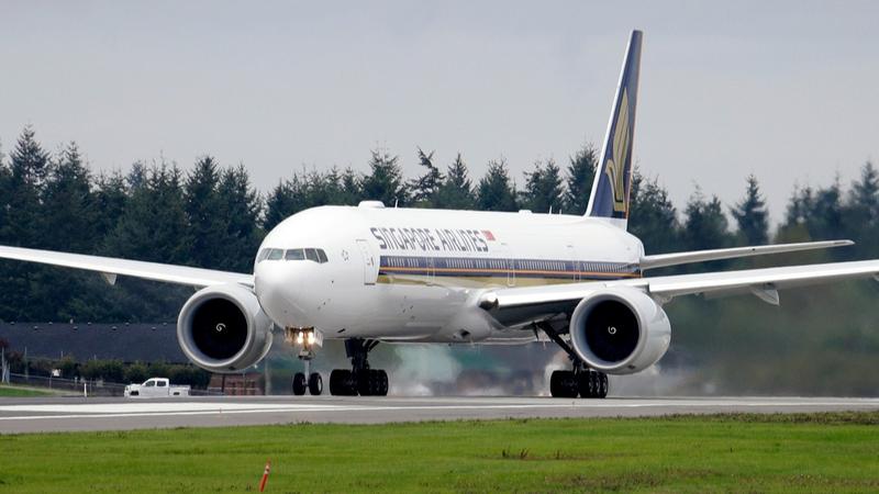 The Boeing 777 flight from London's Heathrow airport to Singapore was diverted and landed in stormy weather in Bangkok.