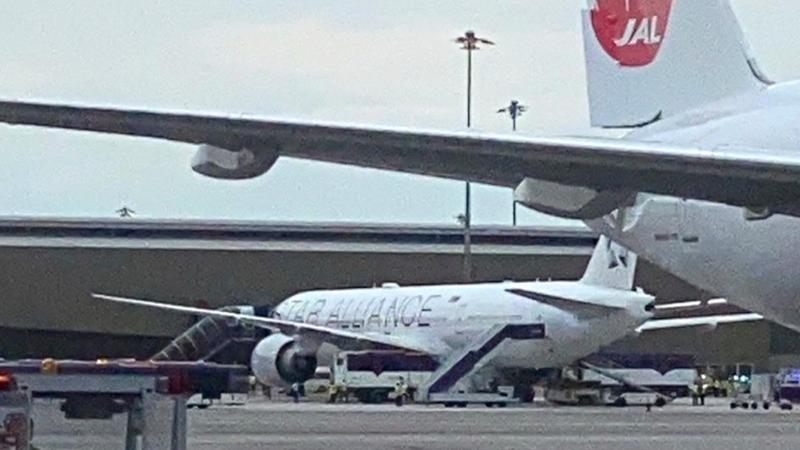 The Boeing 777-300ER aircraft of Singapore Airlines, flight SQ321 from Heathrow is seen on tarmac after requesting an emergency landing at Bangkok's Suvarnabhumi International airport