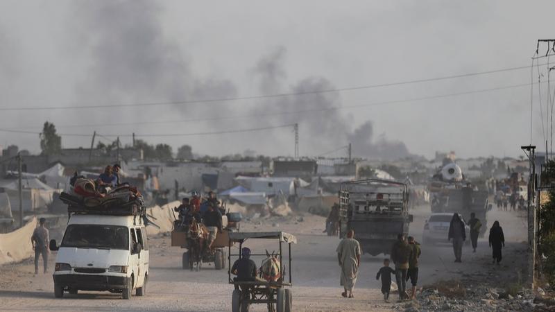 Palestinians fleeing Rafah as Israel continues its combat operations in the southern city of Gaza.