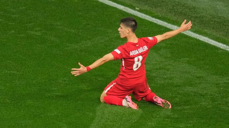 Arda Guler celebrates his sensational goal for Turkey vs Georgia in Euro 2024 