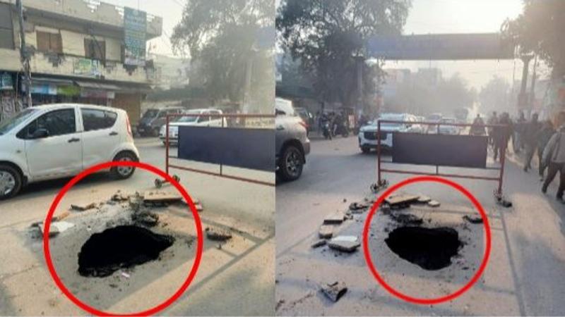 Road cave-in leads to massive traffic jams 