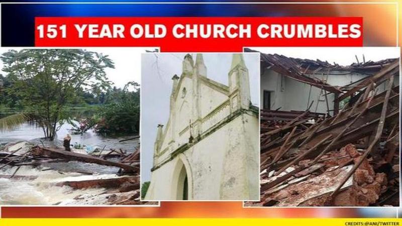 Kerala Floods: 151 year old church disintegrates after bund breach