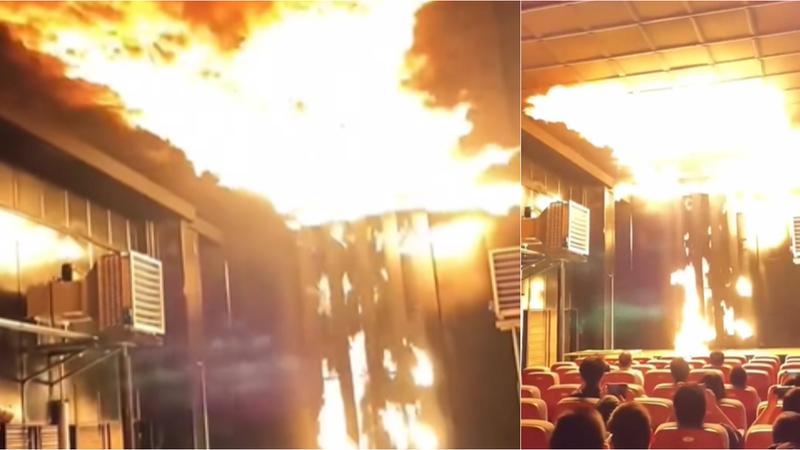 Viral video of 5D theatre fire