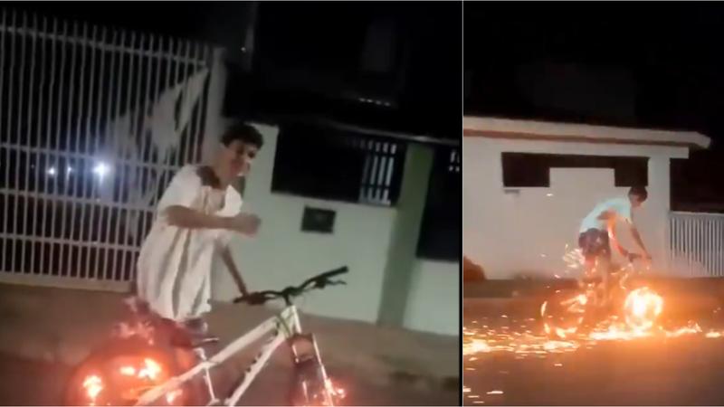 viral video of boy performing bike stunt