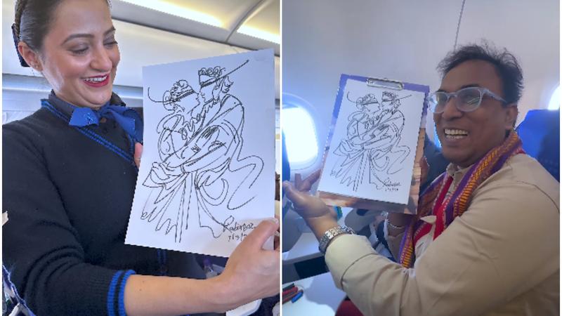 A speed painter turns IndiGo flight attendant's signature into art.