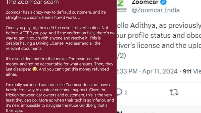 Bengaluru man slams Zoomcar calling it scam