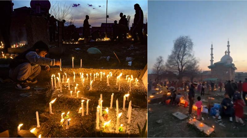 Srinagar: People Light Candles on Eve of Shab-e-Barat