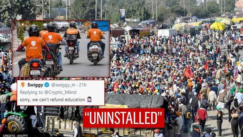 Swiggy's tweet on farmer protests irks netizens; users uninstall app & seek refunds