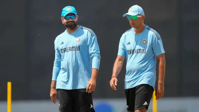 Team India head coach Rahul Dravid and captain Rohit Sharma 
