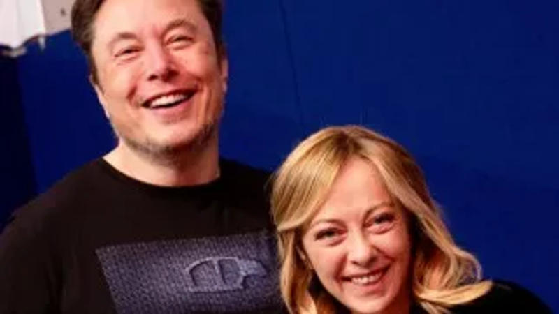 Tesla CEO Elon Musk and Italian Prime Minister Giorgia Meloni