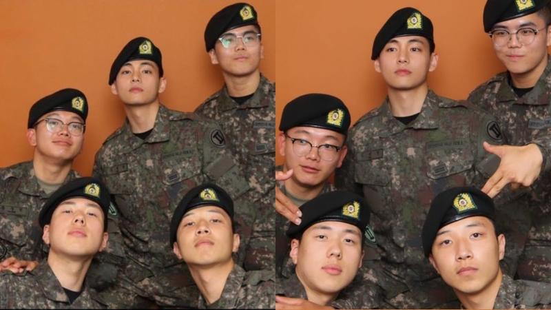 BTS V with other soldiers 