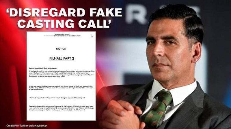 Akshay Kumar warns fans against fake casting call for 'Filhall part 2'