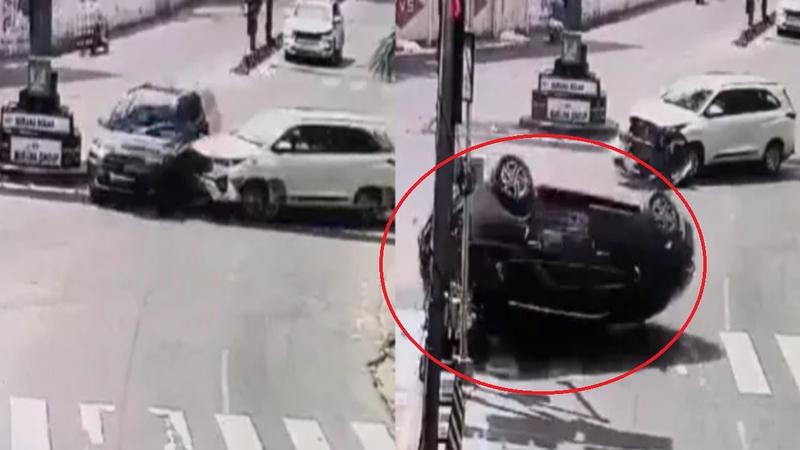 Captured on Camera: Speeding SUV Jumps Red Light, Crashes and Flips Multiple Times