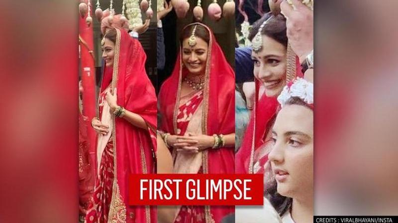 Dia Mirza's wedding pictures surface on the Internet, looks graceful in a red saree