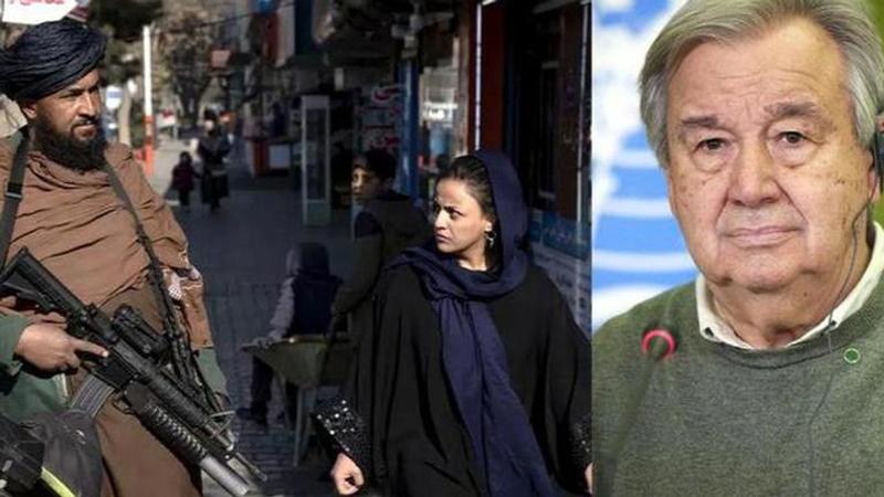 Taliban terrorists + Afghan women + un chief antonio guterres