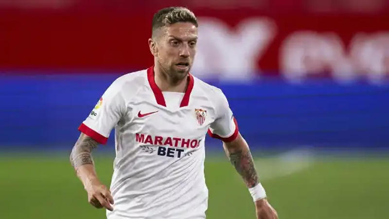 Sevilla’s Papu Gomez in action during the Spanish La Liga soccer match between Sevilla and Real Betis 